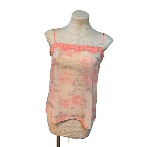 Sheer Floral Pink Cami 70s Style Camisole 2XL - Picture 1 of 7